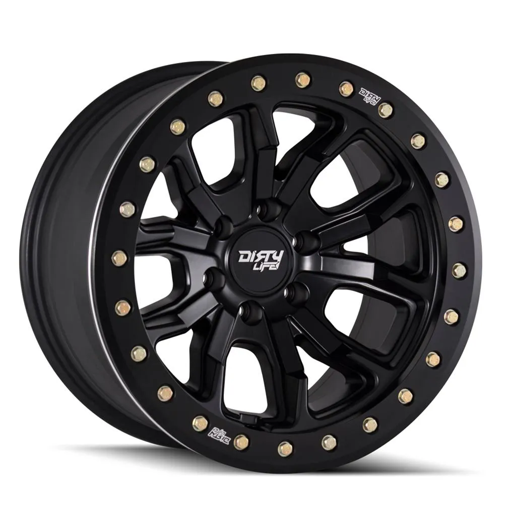 Dirty Life Wheels 9303 DT-1 Dual-Tek Series Matte Black Wheel with Simulated Beadlock Ring 9303-7983MB38
