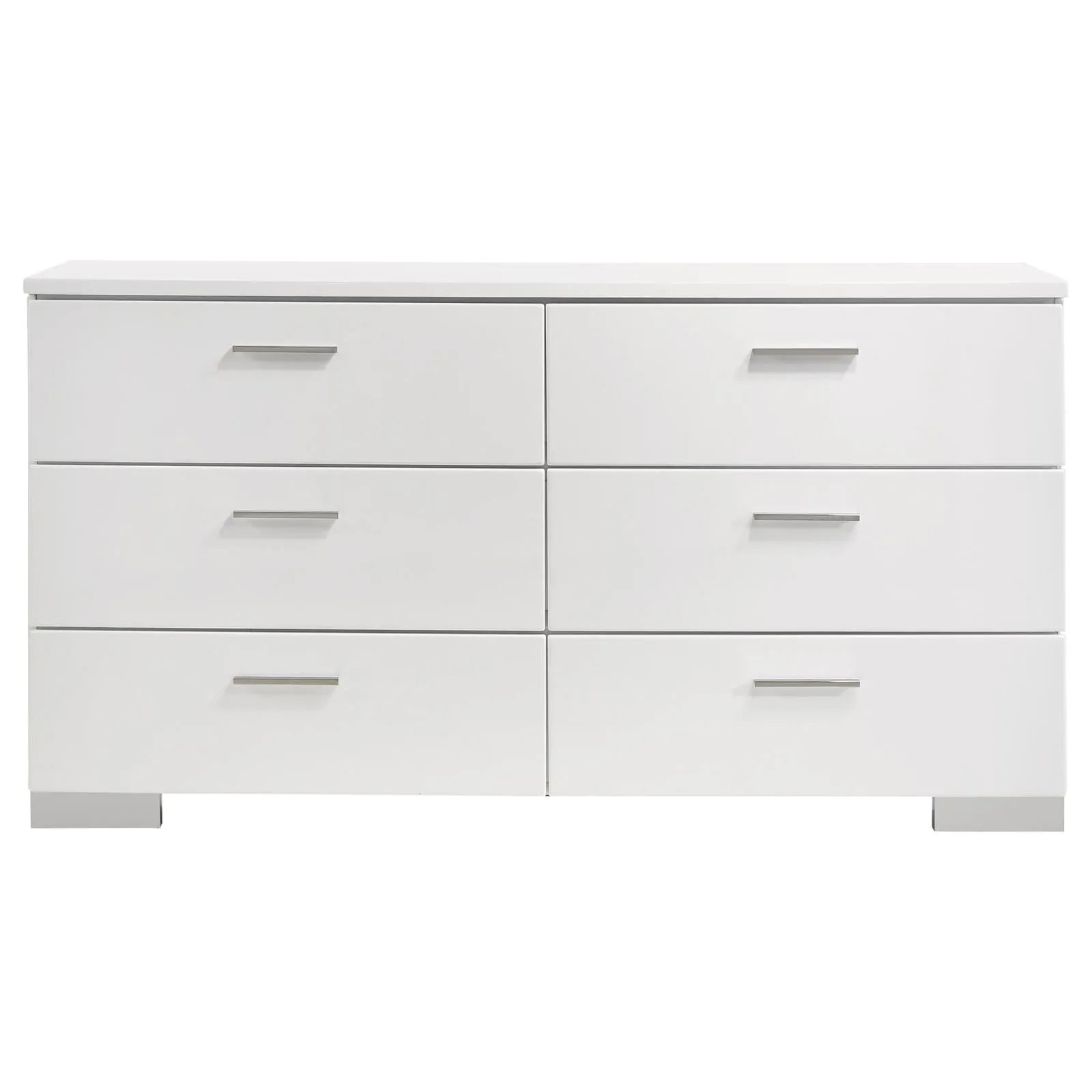 Felicity Glossy White 5-Piece Full Bedroom Set with LED Headboard and Mirror