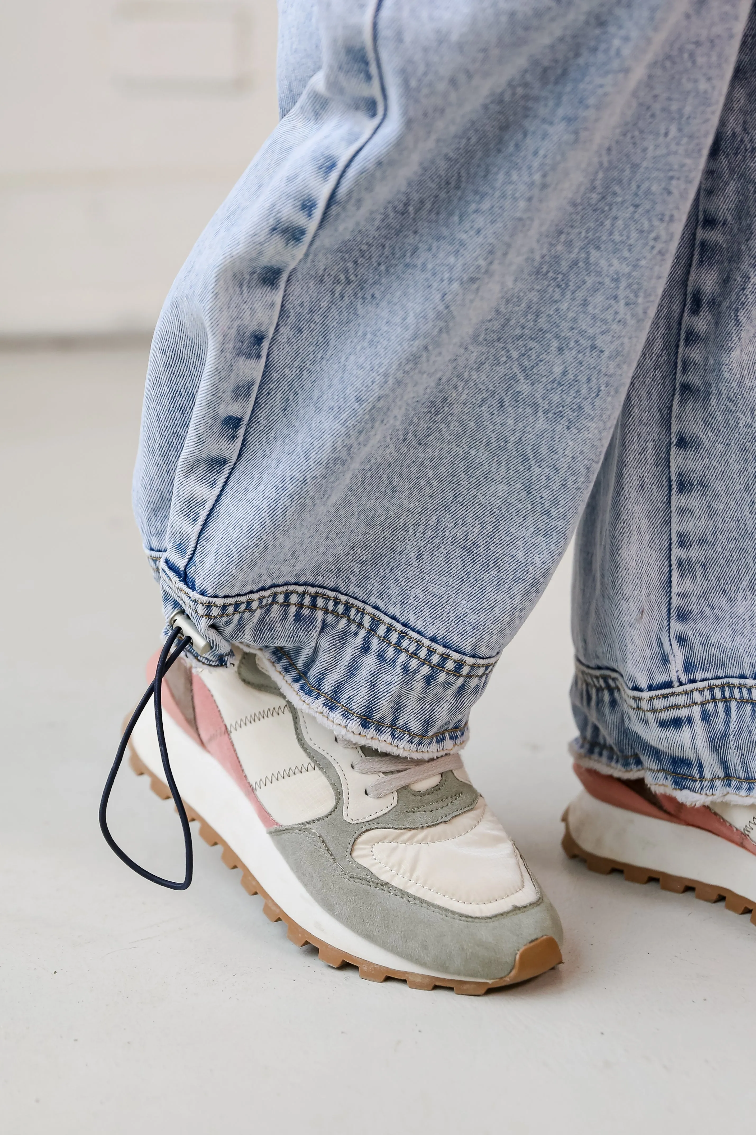 FINAL SALE - Day To Night Light Wash Acid Washed Cargo Jeans