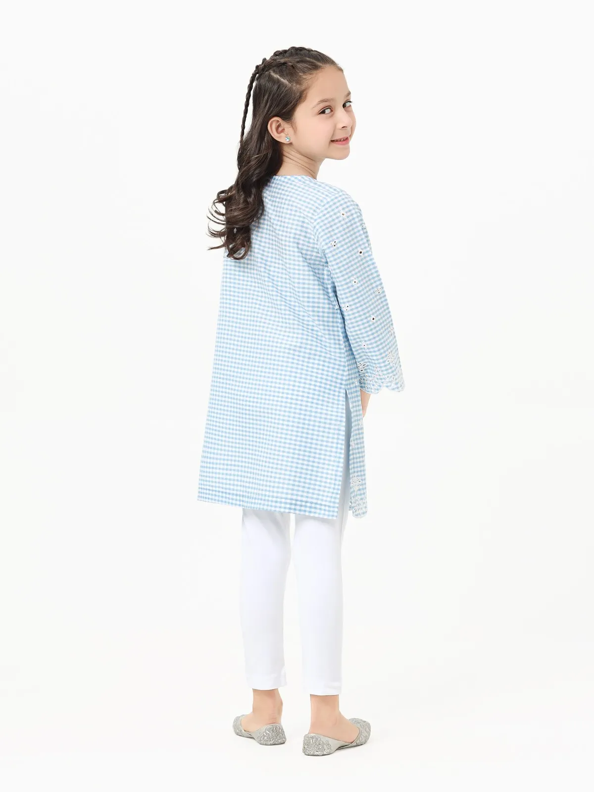 Girl's Sky Blue Cotton Kurti - EGTKE23-70614