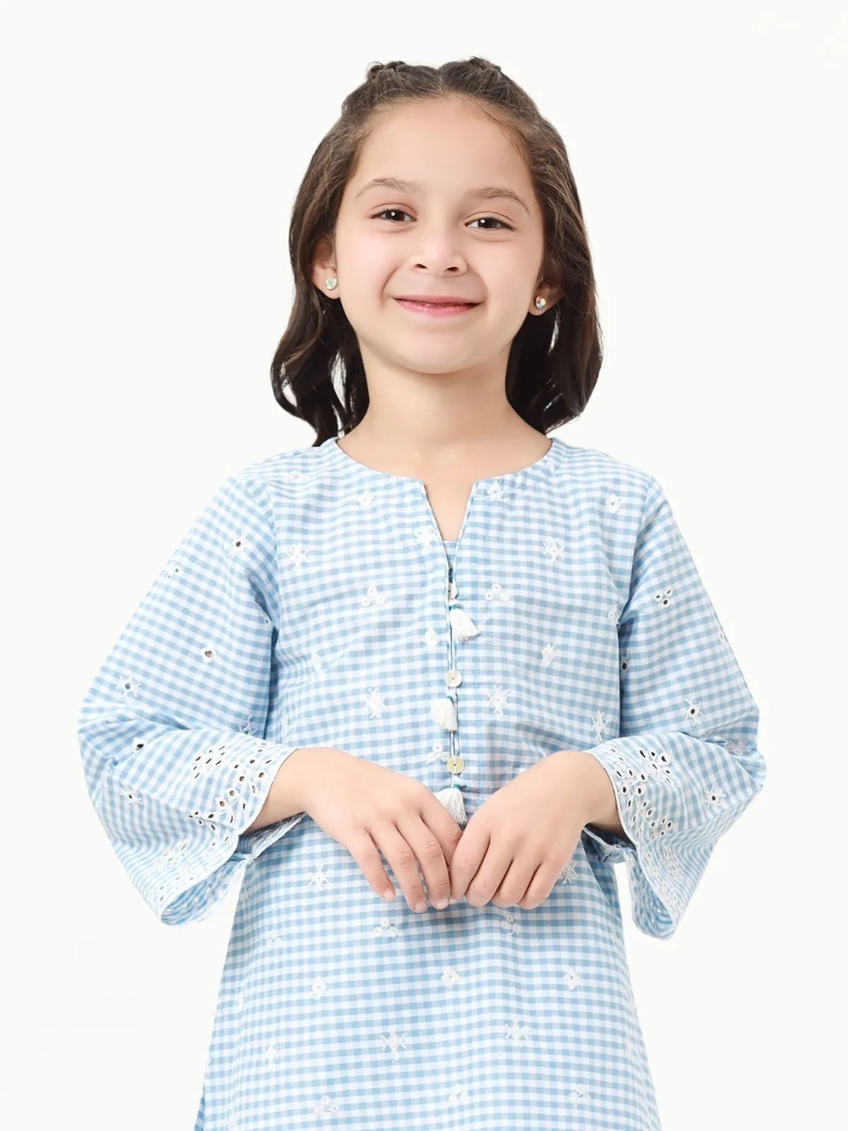 Girl's Sky Blue Cotton Kurti - EGTKE23-70614