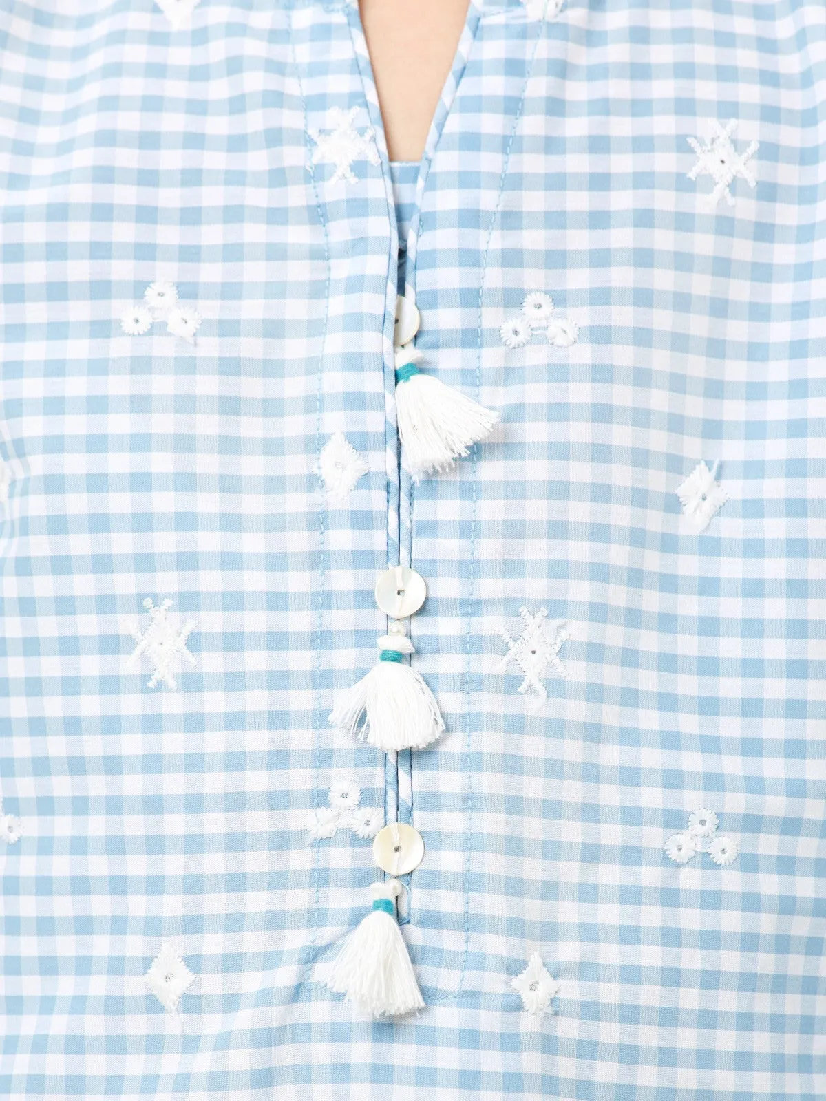 Girl's Sky Blue Cotton Kurti - EGTKE23-70614