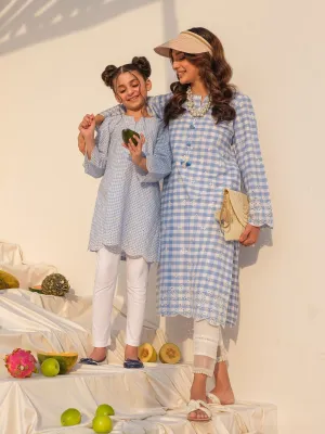 Girl's Sky Blue Cotton Kurti - EGTKE23-70614