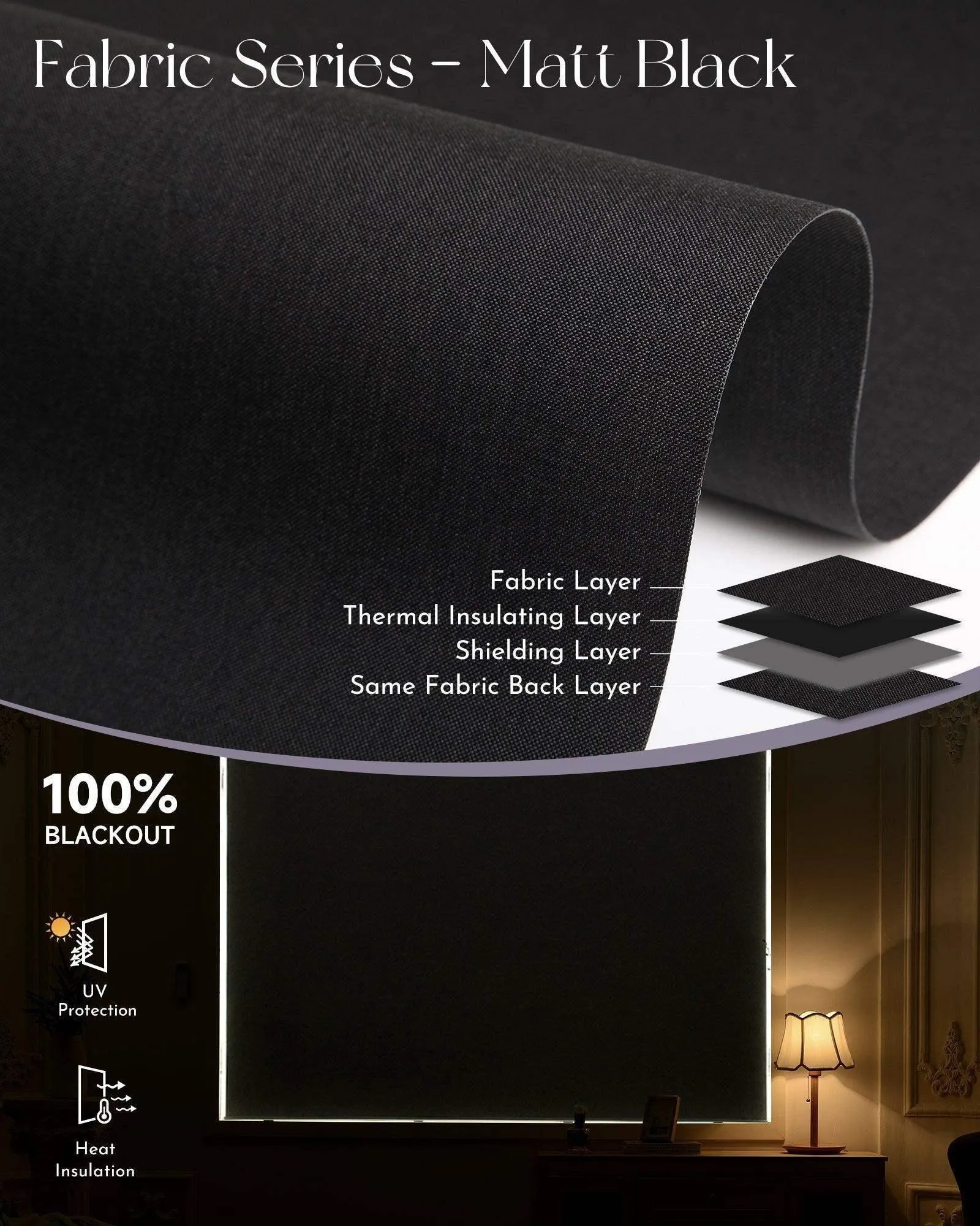 Graywind Motorized Blackout Roller Shades & Matter Motor & Solar Panel | Customizable