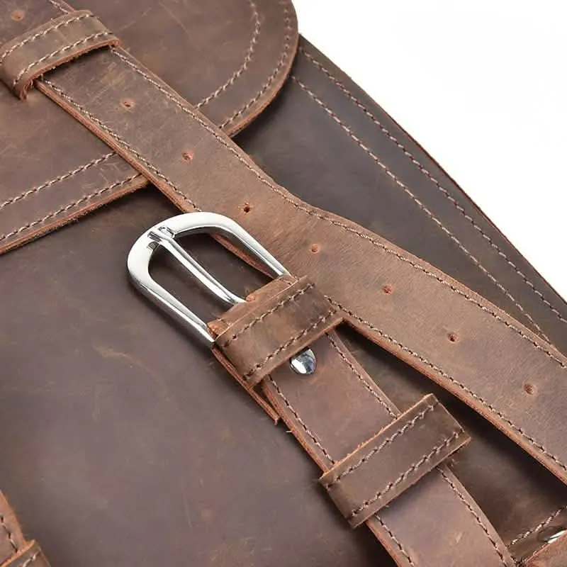 Gustav Classic Leather Courier Bag | Roomy Vintage Shoulder Satchel