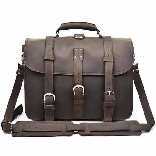 Gustav Classic Leather Courier Bag | Roomy Vintage Shoulder Satchel