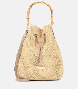 Heidi Klein raffia mini savanna bay bucket bag, beige