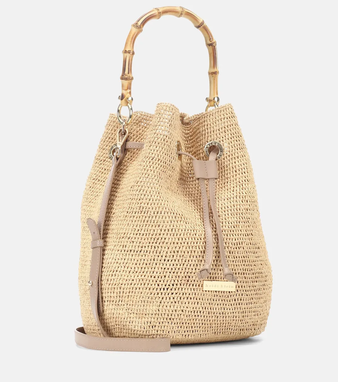 Heidi Klein raffia mini savanna bay bucket bag, beige