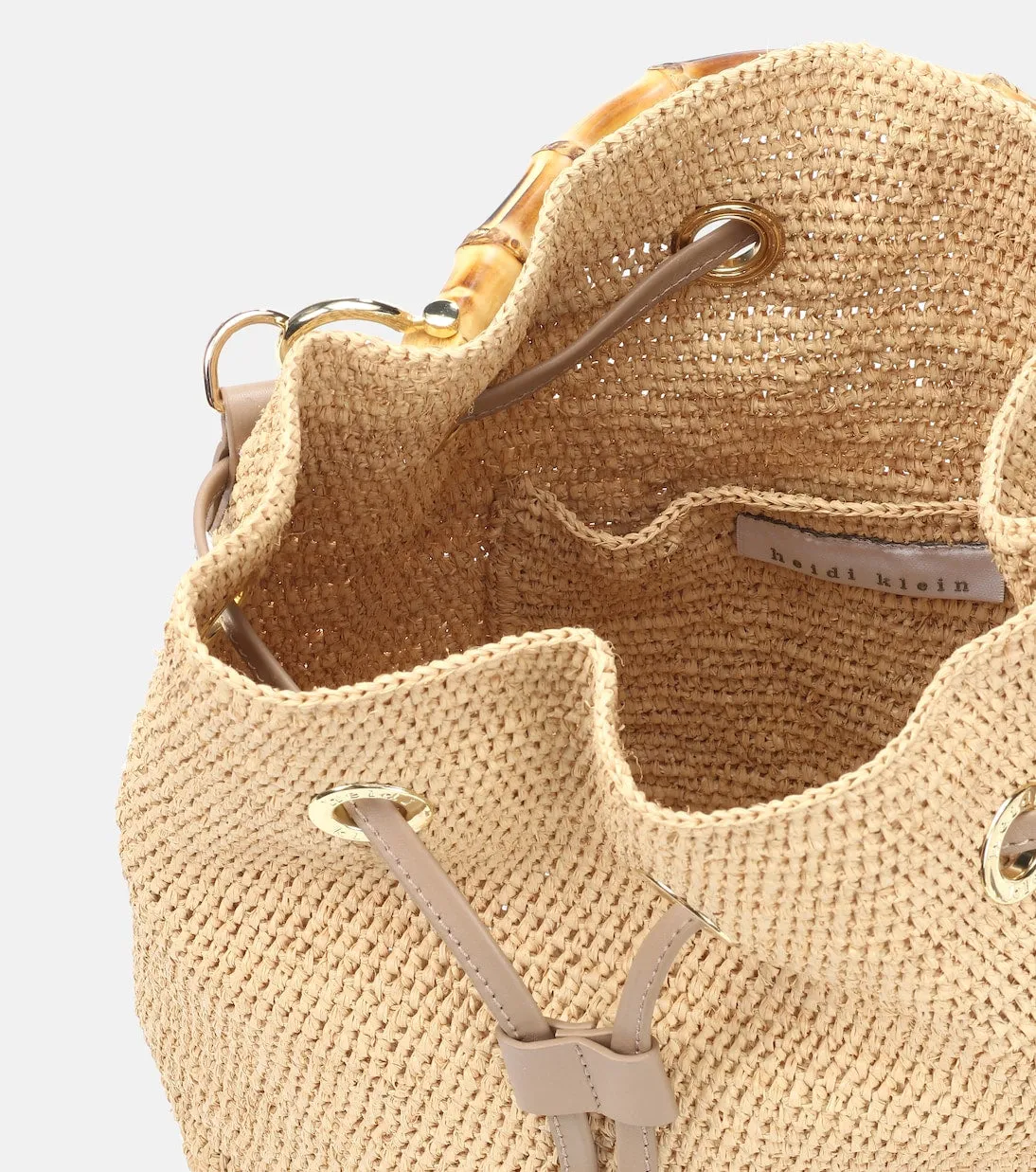 Heidi Klein raffia mini savanna bay bucket bag, beige