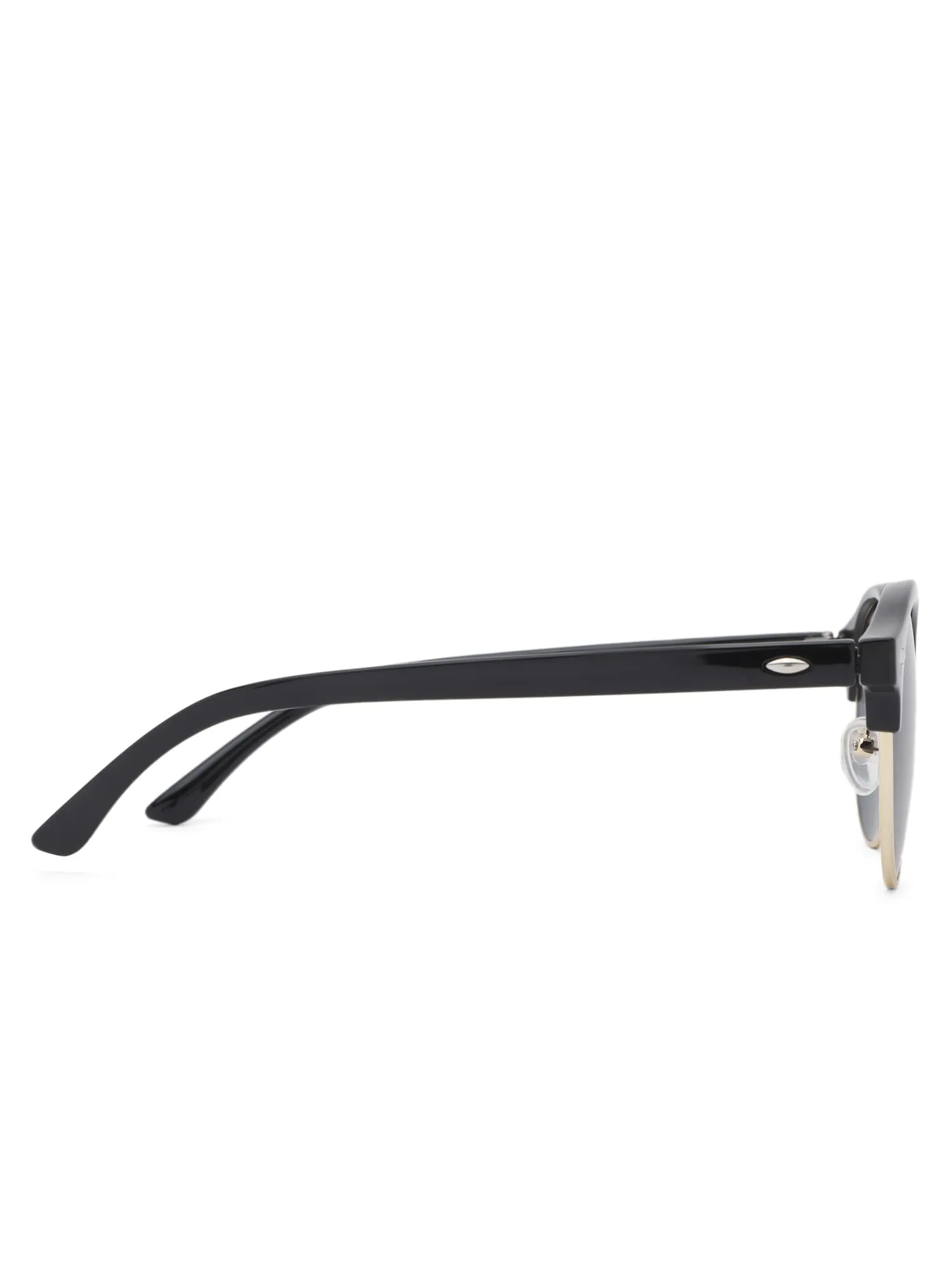 Intellilens | Branded Latest and Stylish Sunglasses | 100% UV Protected | Light Weight, Durable, Premium Looks | Men & Women | Black Lenses | Round | Medium