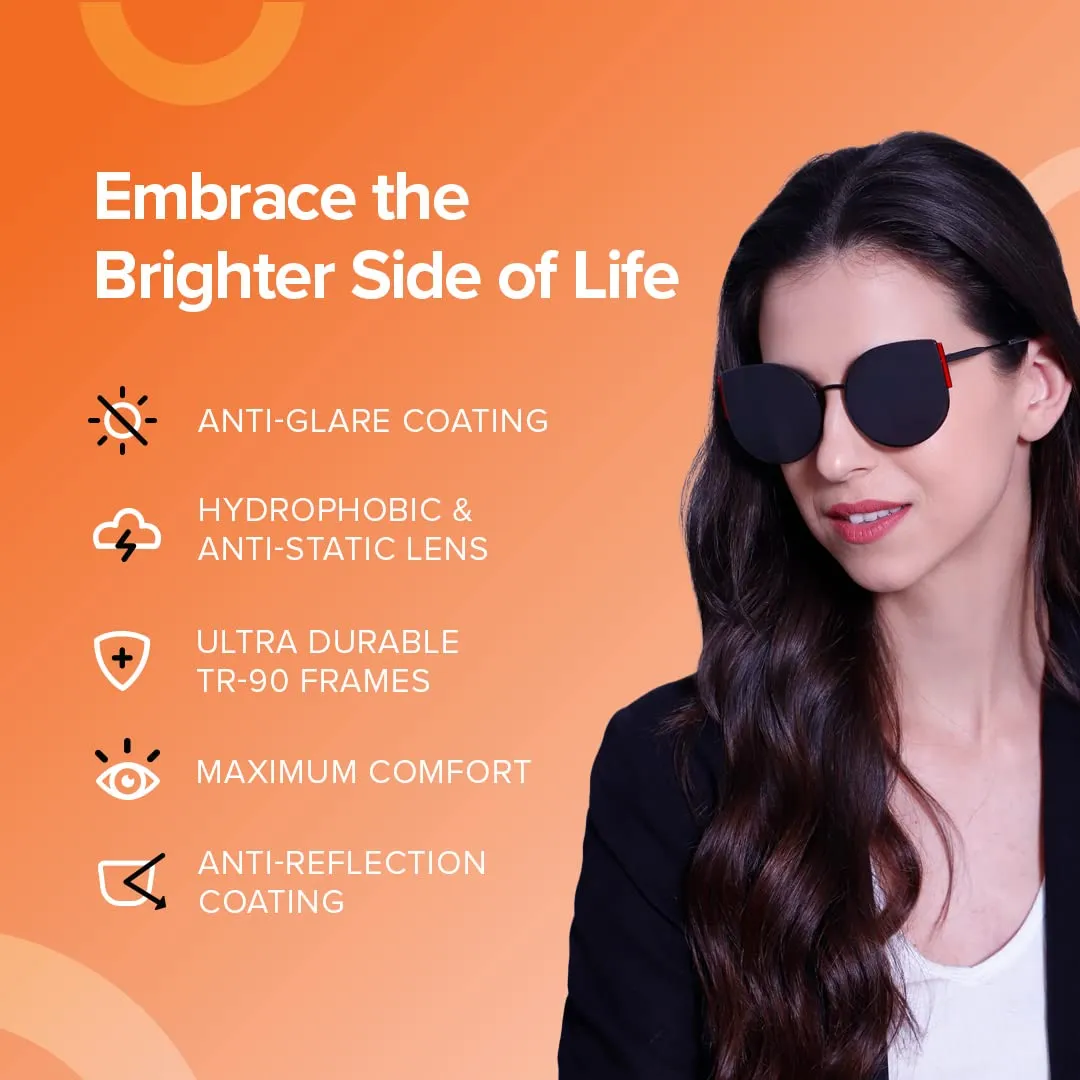Intellilens | Branded Latest and Stylish Sunglasses | 100% UV Protected | Light Weight, Durable, Premium Looks | Men & Women | Black Lenses | Round | Medium