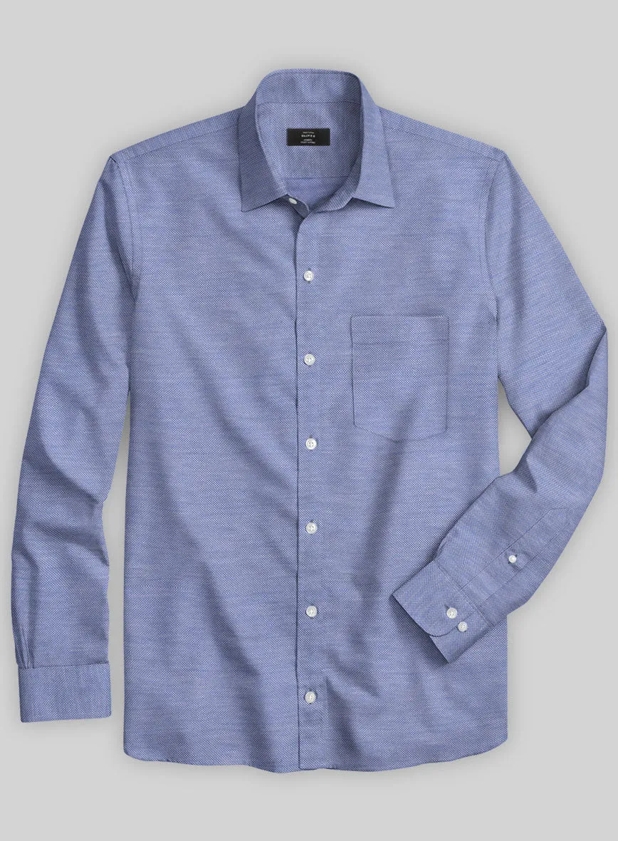 Italian Steel Blue Stretch Cotton Shirt