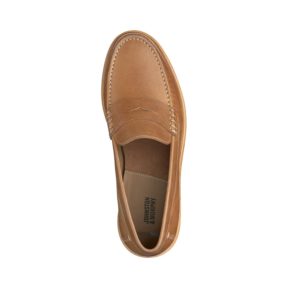 JOHNSTON & MURPHY LYLES SLIP ON PENNY TAN FULL GRAIN - MENS