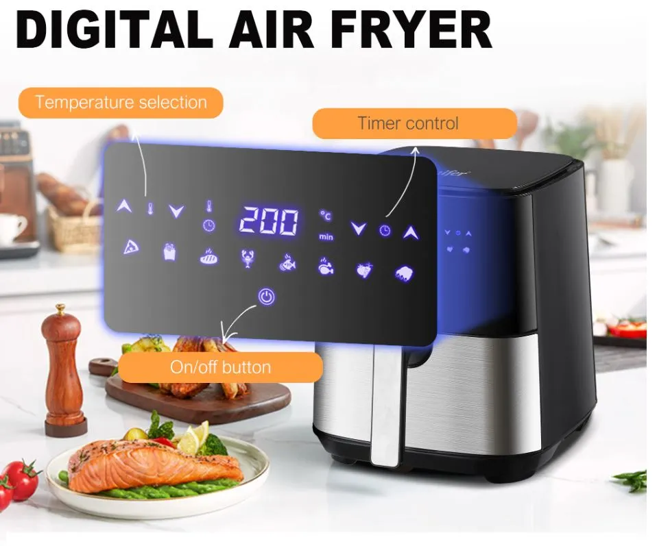 Large Capacity Nonstick Digital LED Touchscreen Smart Air Fryer