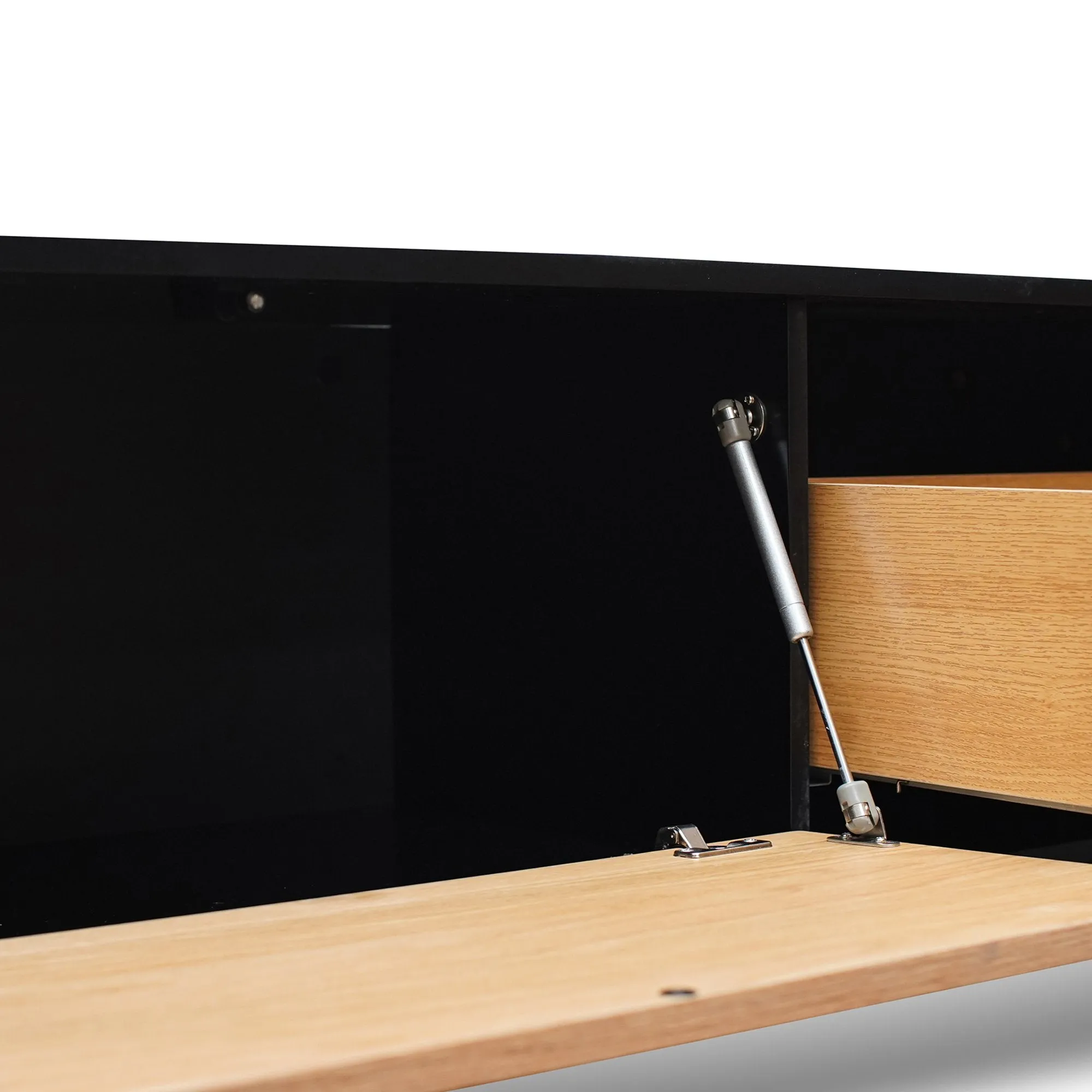 Letty 2.3m Wooden Entertainment Unit - Black with Natural Drawers