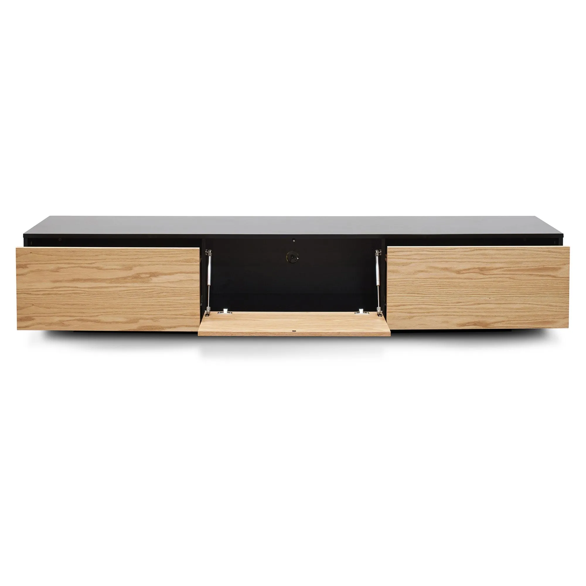 Letty 2.3m Wooden Entertainment Unit - Black with Natural Drawers