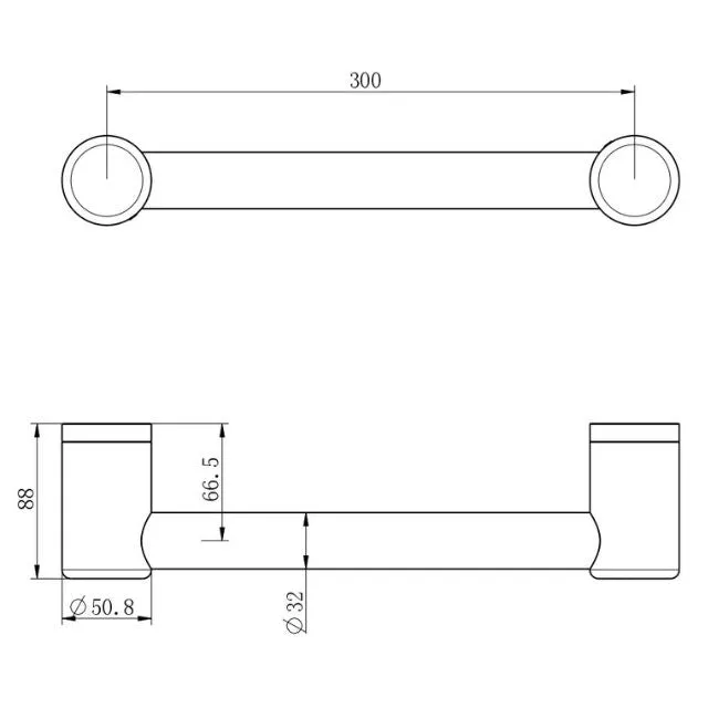 Nero Mecca Care 32mm Grab Rail 300mm Chrome