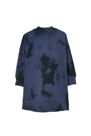 NEW ROOMY Navy Tie & Dye - Long Sleeve Fleece Dress