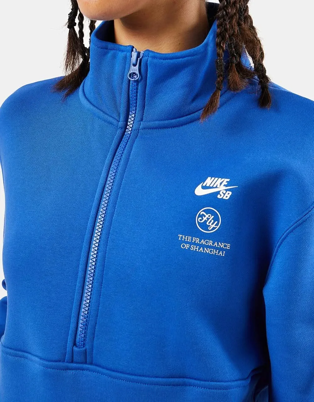 Nike SB x Fly Streetwear Half Zip - Game Royal/White