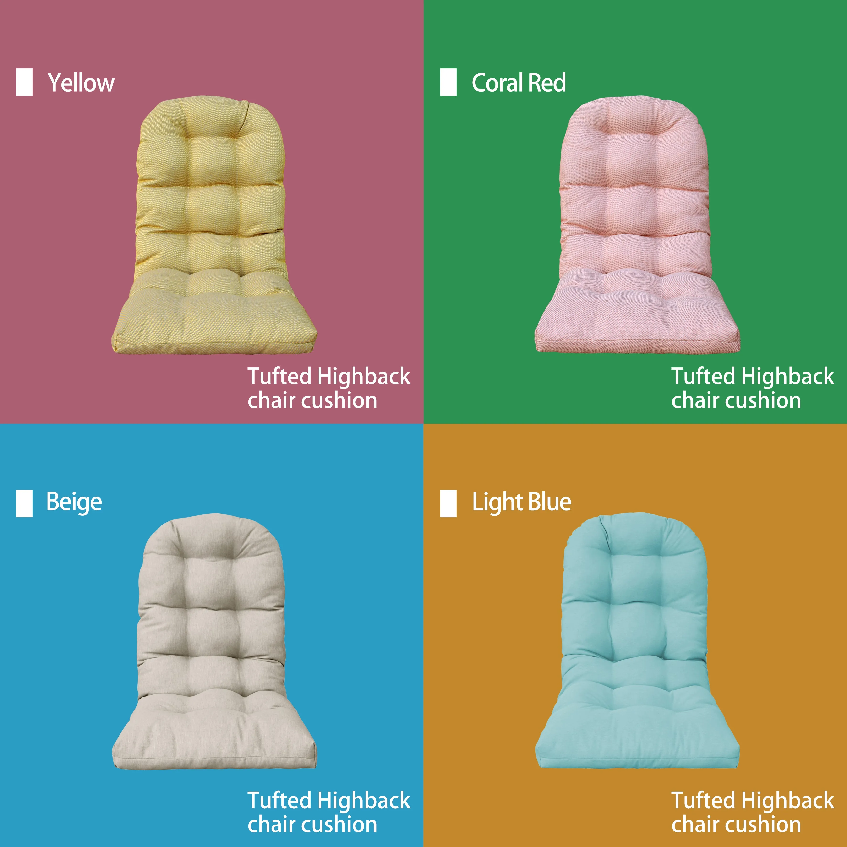 Outdoor Patio Adirondack Chair Cushions Tufted Round Corner (Olefin Oatmeal)