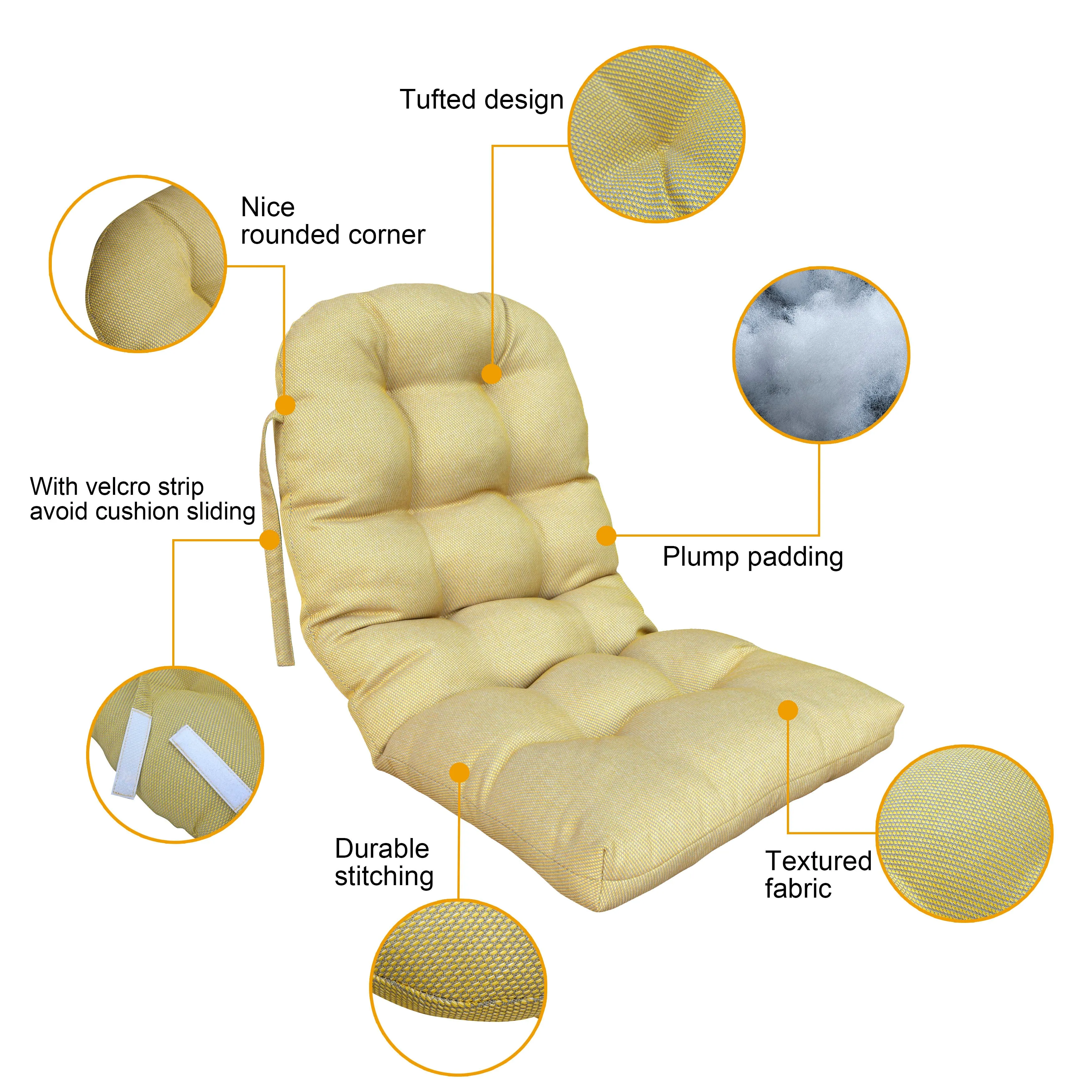 Outdoor Patio Adirondack Chair Cushions Tufted Round Corner (Olefin Taupe)