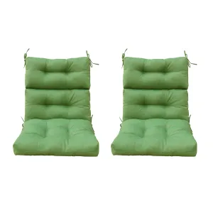 Outdoor Patio High Back Chair Cushions Tufted Square Corner Olefin Deep Green Set of 2