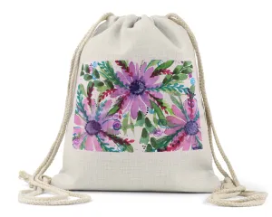 "Purple Passion" - Linen Drawstring Bag