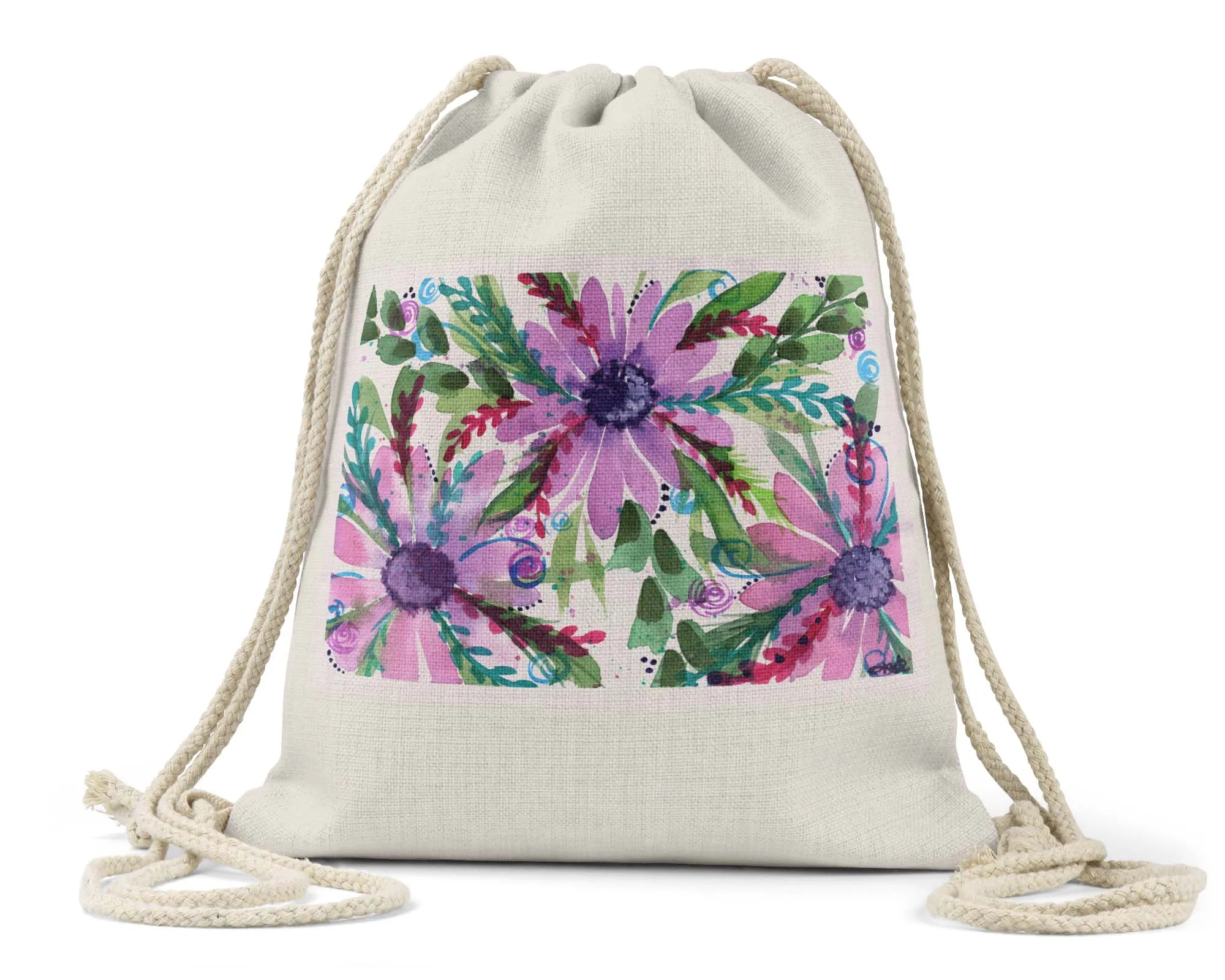 "Purple Passion" - Linen Drawstring Bag