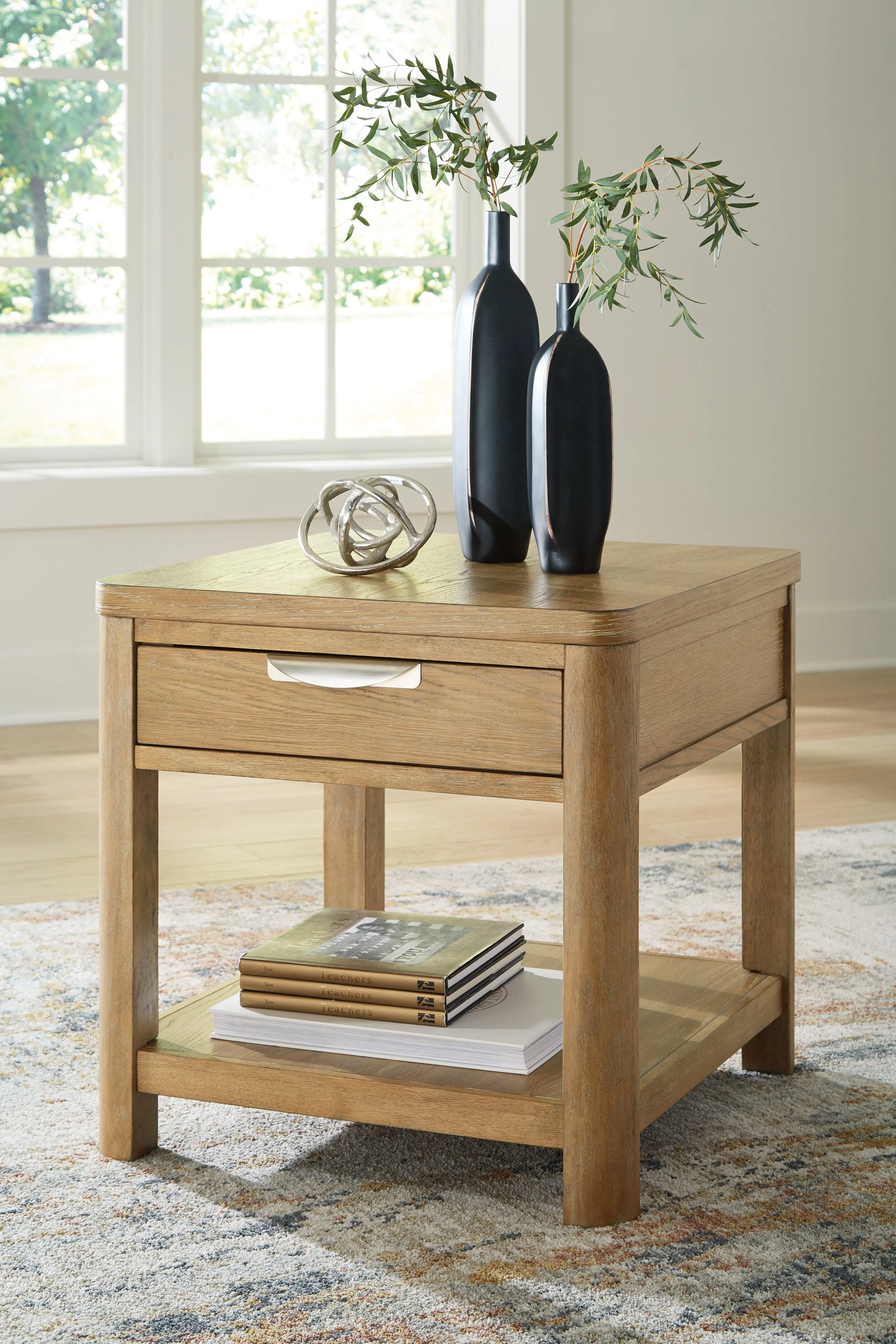 Rencott Coffee Table with 1 End Table in Light Brown
