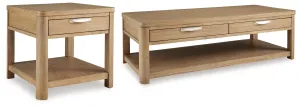 Rencott Coffee Table with 1 End Table in Light Brown