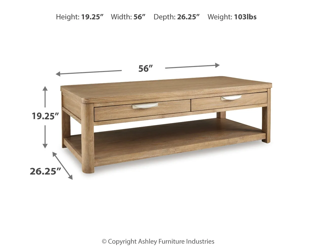 Rencott Coffee Table with 1 End Table in Light Brown