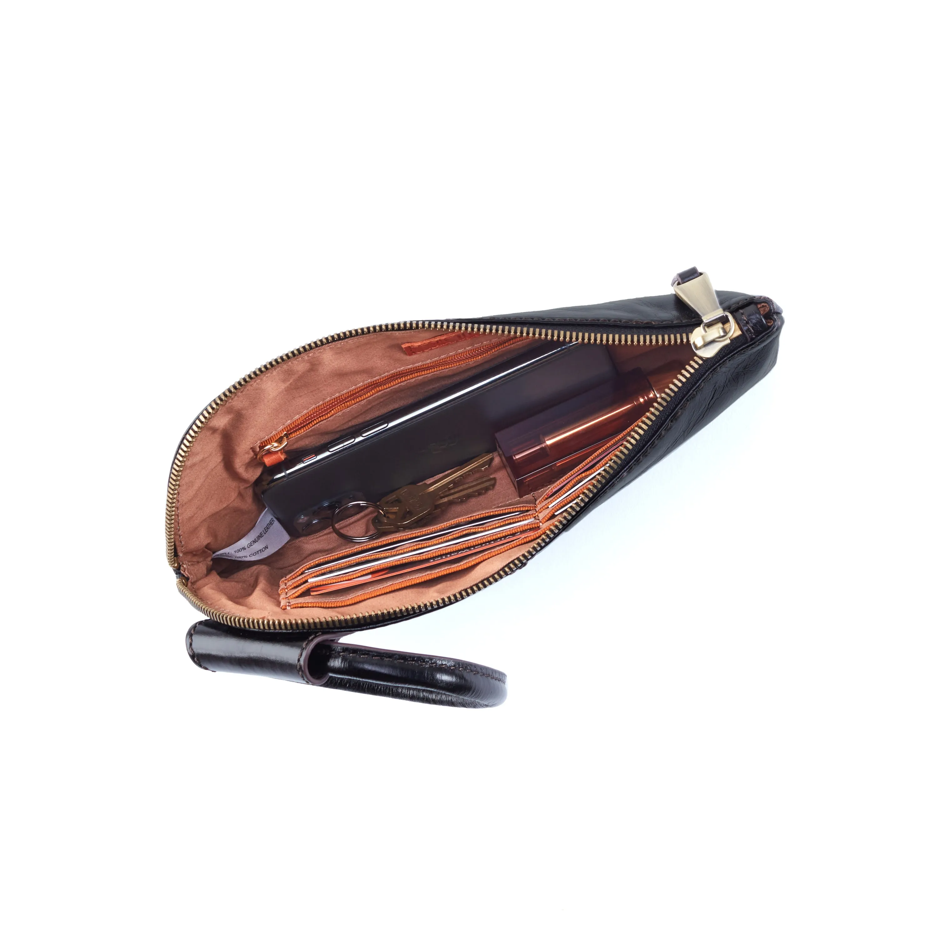 Sable Wristlet in Raffia With Leather Trim - Black