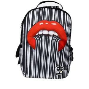 Streetz Iz Watchin Trippy Lips Backpack -  Black/ White/ Red
