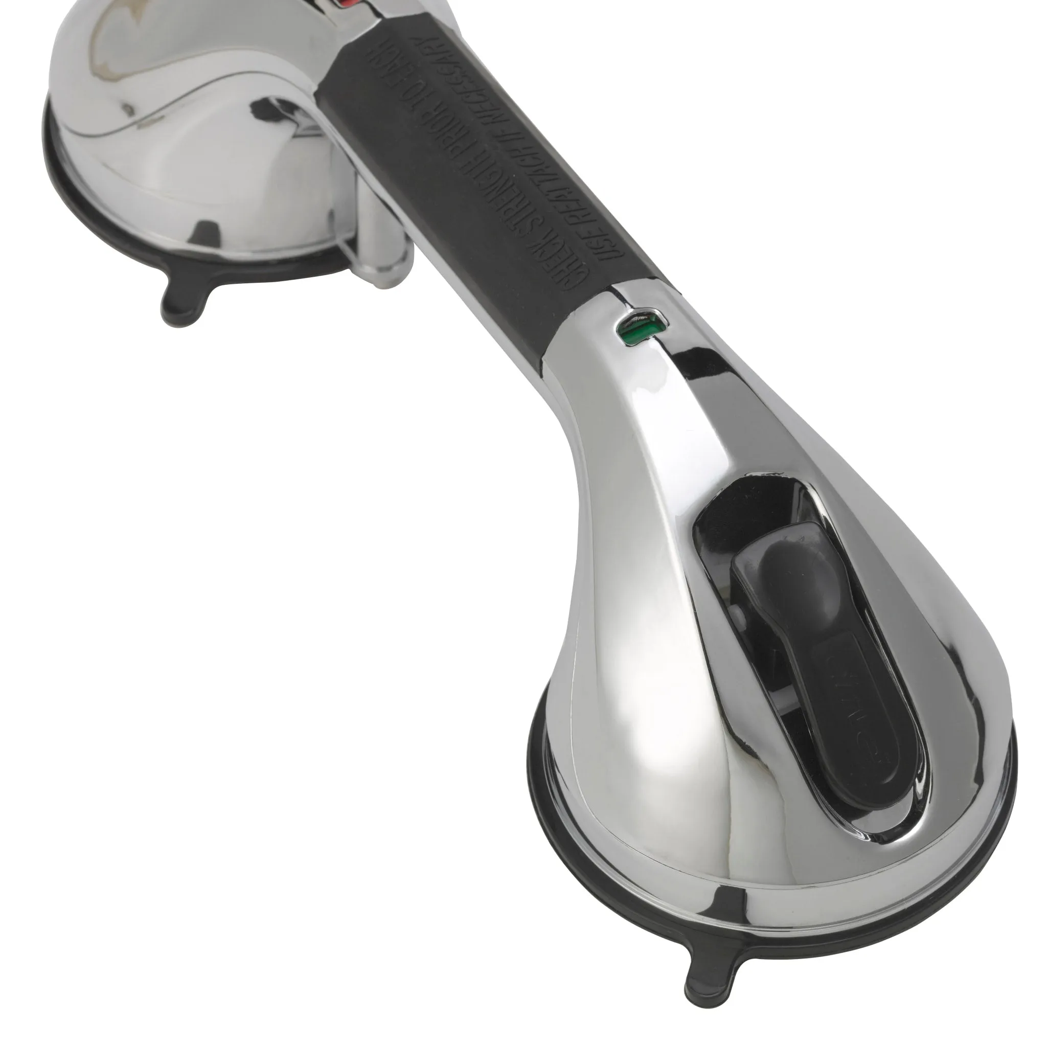 Suction Cup Grab Bar, 12", Chrome and Black