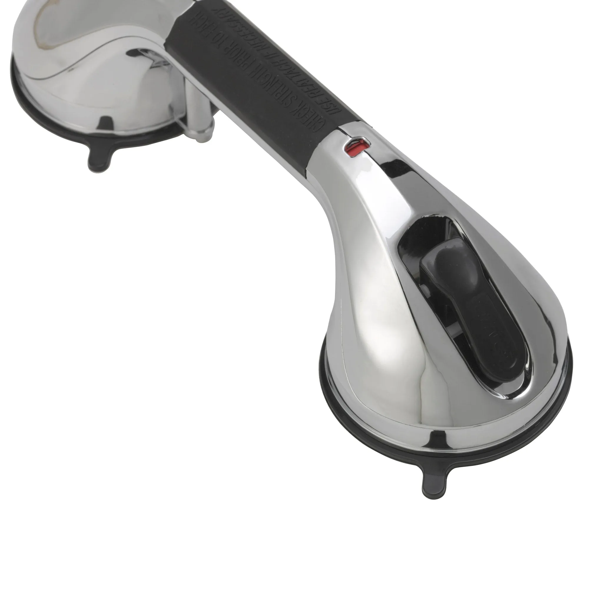 Suction Cup Grab Bar, 12", Chrome and Black