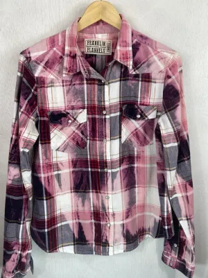 Vintage Western Style Purple, Pink and White Lightweight Flannel Size Small