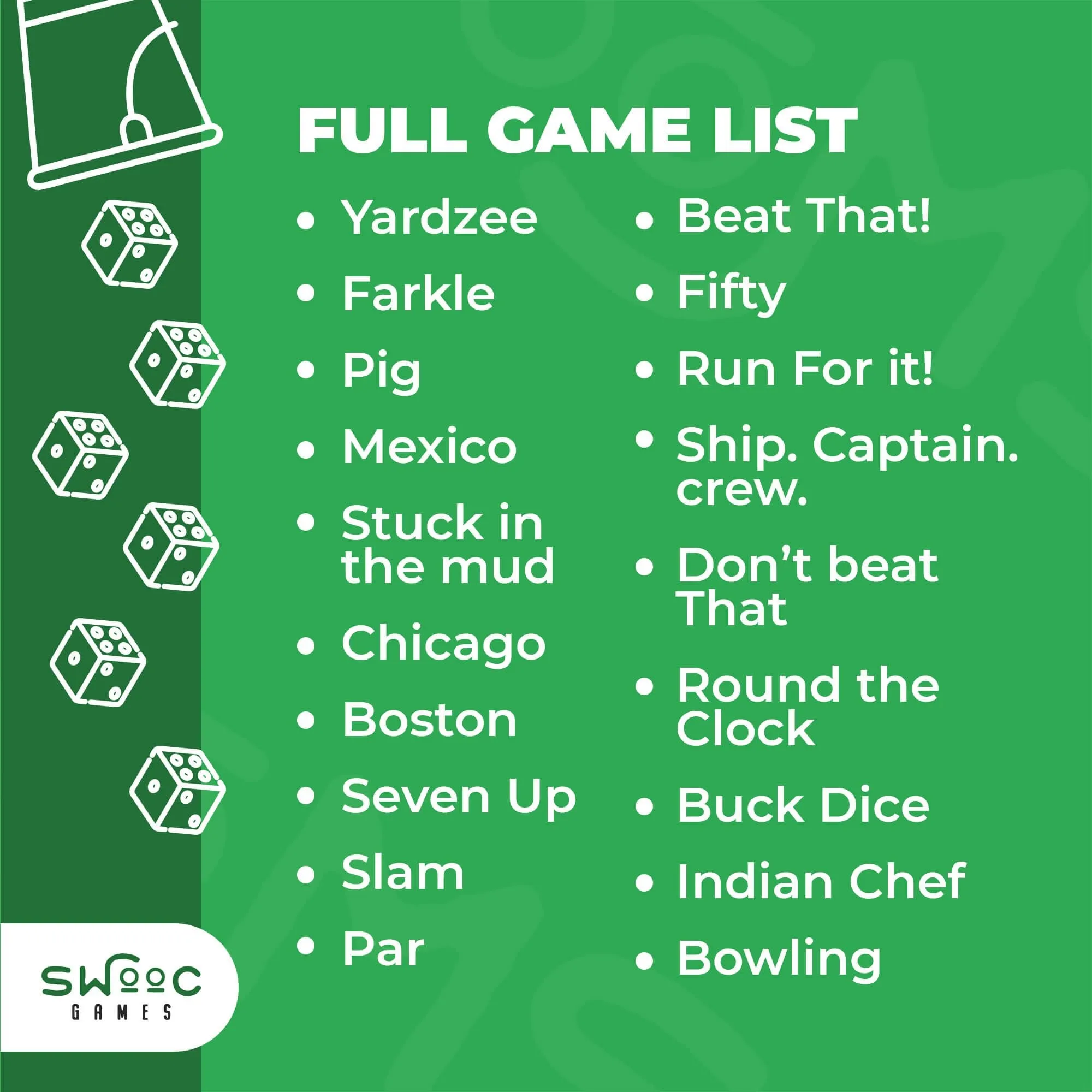 Yardzee, Farkle & 20  Dice Games
