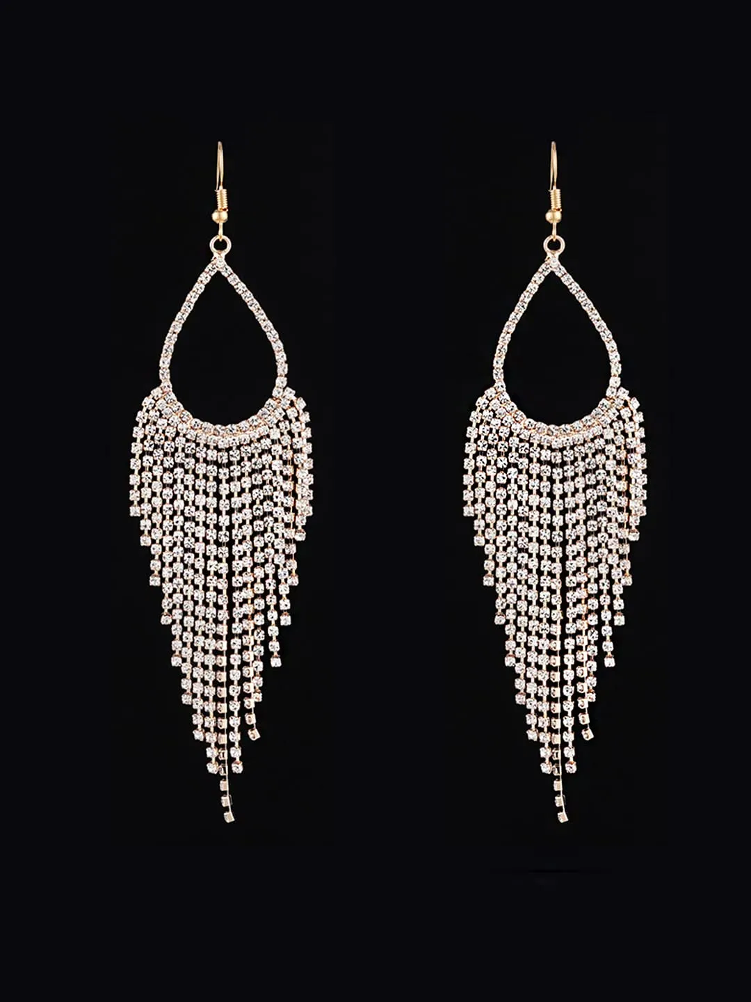 Yellow Chimes Crystal Earrings for Women White Crystal Rose Gold Plated Danglers Earrings for Women and Girls