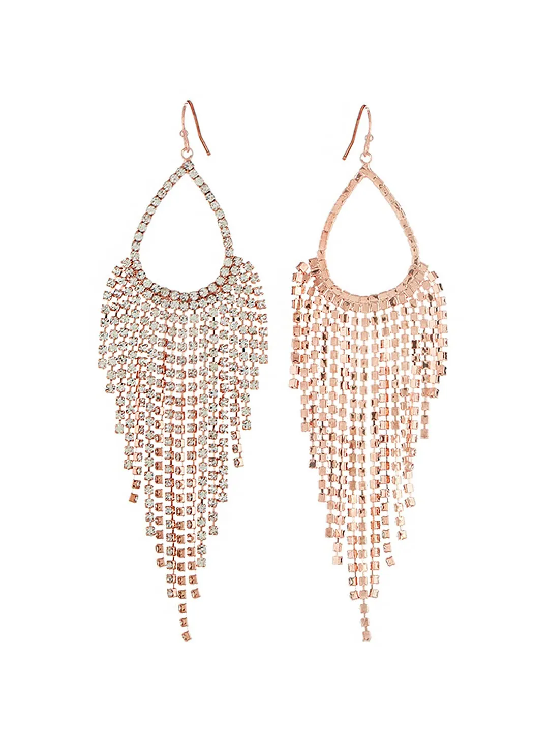 Yellow Chimes Crystal Earrings for Women White Crystal Rose Gold Plated Danglers Earrings for Women and Girls