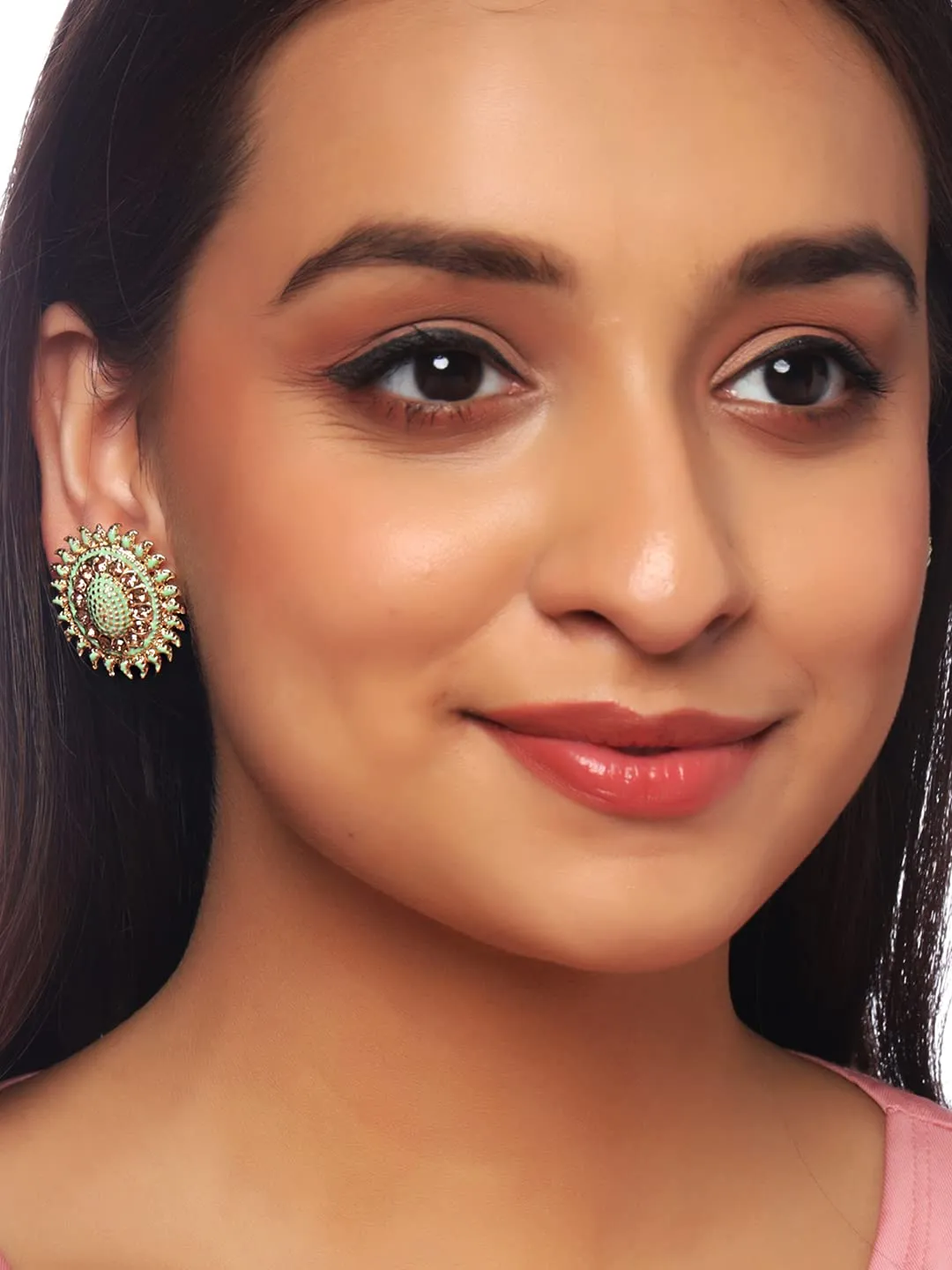 Yellow Chimes Stud Earrings for Women Set of 3 Pairs Gold-Plated Studded Stone Multicolor Stud Earrings For Women and Girls