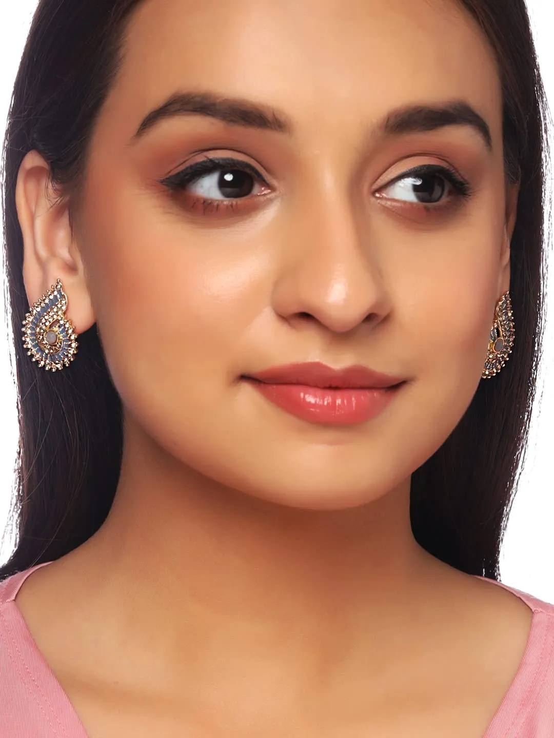 Yellow Chimes Stud Earrings for Women Set of 3 Pairs Gold-Plated Studded Stone Multicolor Stud Earrings For Women and Girls